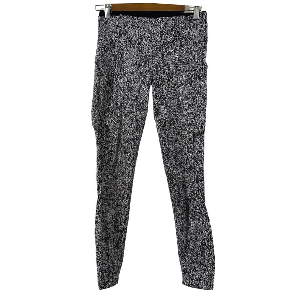 Lululemon Wunder Under Leggings Size 6 High Rise Black White Speckle Gym Workout